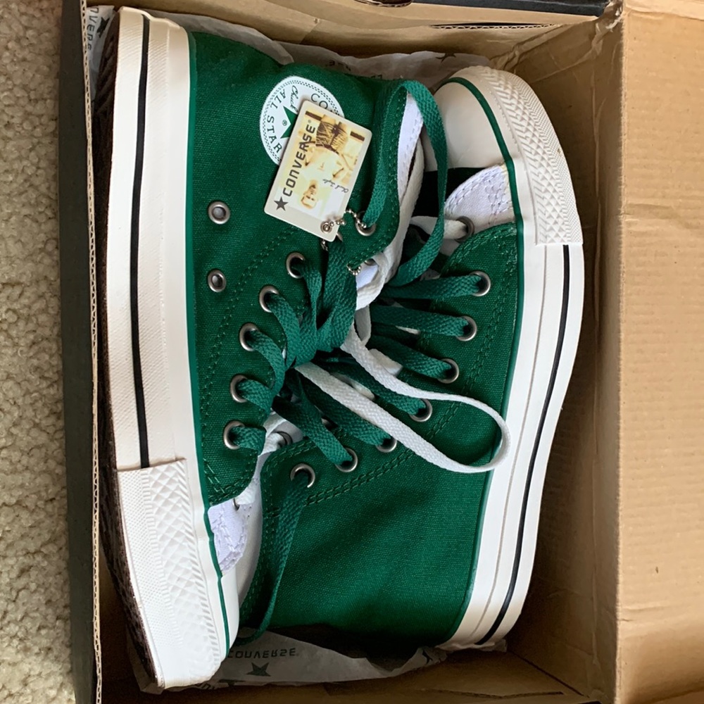 green and white converses